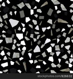Abstract marble wallpaper. Terrazzo seamless pattern design on black background. Natural stone, granite, quartz shapes. Rock backdrop textured. Vector illustration.. Abstract marble wallpaper. Terrazzo seamless pattern design on black background.