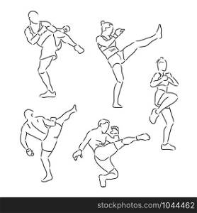 abstract martial artists fighting sport sketch vector illustration