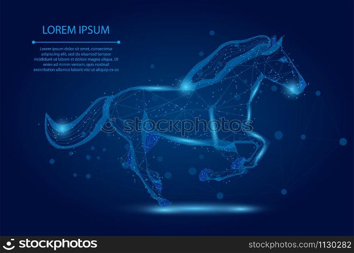 Abstract mash line and point horse run gallop. Illustration vector