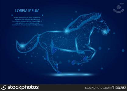 Abstract mash line and point horse run gallop. Illustration vector