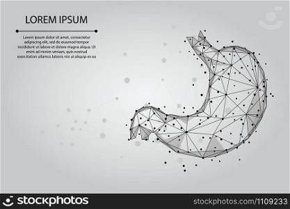 Abstract mash line and point human healthy stomach. Low poly health care vector illustration