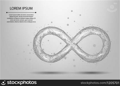 Abstract mash line and point Infinity icon. Polygonal connecting network. Low poly vector Illustration