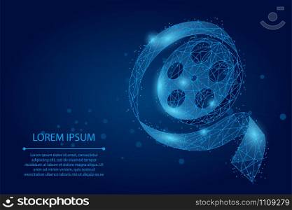 Abstract mash line and point movie film reel. Low poly vector illustration