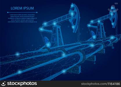 Abstract mash line and point Oil pipeline low poly business concept. Polygonal petrol production. Petroleum fuel industry transportation vector illustration