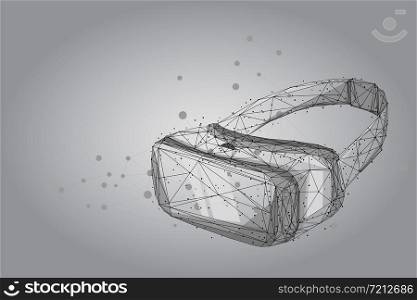 Abstract mash line and point VR headset holographic projection virtual reality glasses, helmet. low poly wireframe geometric vector illustration.