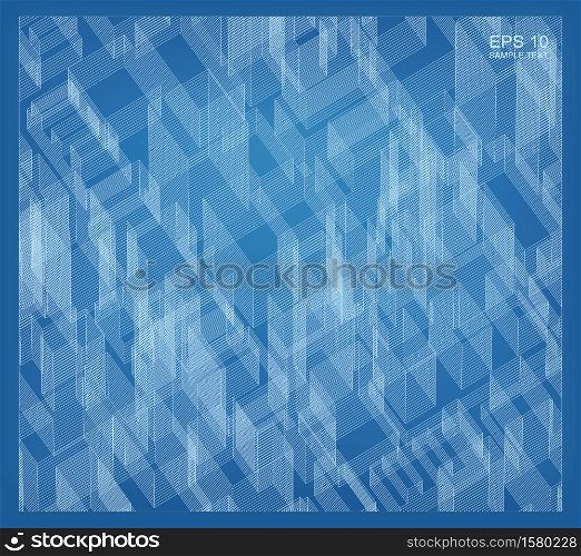 Abstract matrix wireframe space of building. Perspective wireframe background. Vector 3D illustration.