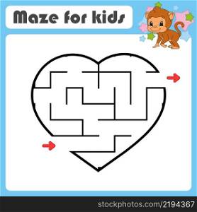 Abstract maze. Game for kids. Puzzle for children. cartoon style. Labyrinth conundrum. Color vector illustration. Find the right path. Cute character. Animal theme.