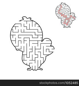 Abstract maze. Game for kids. Puzzle for children. Labyrinth conundrum. Black vector illustration. Find the right path. The development of logical thinking. Education worksheet. With answer.