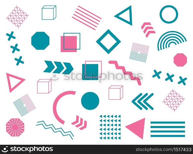 Abstract memphis background. Geometric elements pattern. Design and style of 80s, 90s. Trendy graphic shapes. Retro texture with lines, triangles, circles. Modern fashion ornament. Hipster art. Vector. Abstract memphis background. Geometric elements pattern. Design, style of 80s, 90s. Trendy graphic shapes. Retro texture with lines, triangles, circles. Modern fashion ornament. Hipster art. Vector.