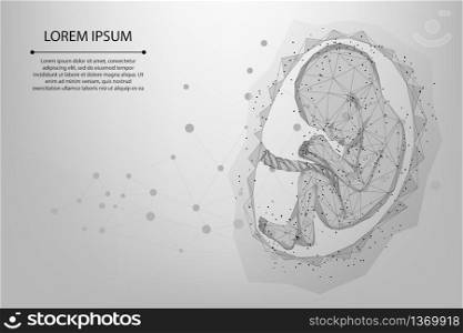 Abstract mesh and line Pregnancy Low poly wireframe illustration of baby