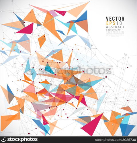 Abstract mesh colorful background lines and shapes, futuristic design, vector illustration