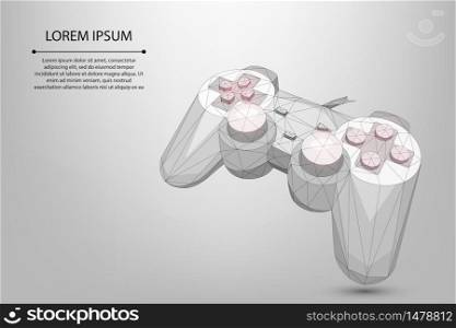 Abstract mesh line and point gamepad for video games. Low poly joystick illustration. Vector polygonal concept of computer games.