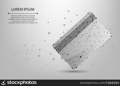 Abstract mesh line and point polygonal credit card. Online payment concept. Low poly wireframe vector illustration.