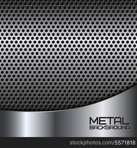 Abstract metal background with steel silver chrome surface and perforation vector illustration