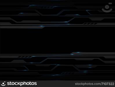 Abstract metal grey polygon circuit blue light line futuristic technology on black design modern background vector illustration.