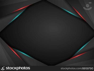 Abstract metallic black on red and blue frame vector image