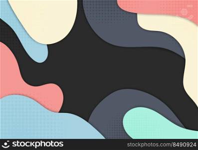 Abstract minimal colorful concept template design decorative. Overlapping artwork design template with wavy background. Vector