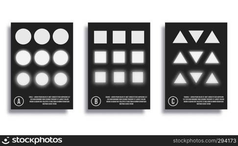 Abstract minimal design background with geometric figures for the banner, flyer, poster, brochure or other printing products. Vector illustration.. Abstract minimal design background with geometric figures