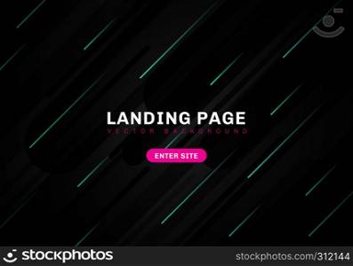 Abstract minimal geometric black color background technology style. template website landing page. Dynamic blue elements composition. Vector illustration