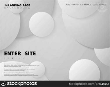 Abstract minimal landing page of white circle gradient background. You can use for website, page, ad, poster, presentation page, artwork. illustration vector eps10