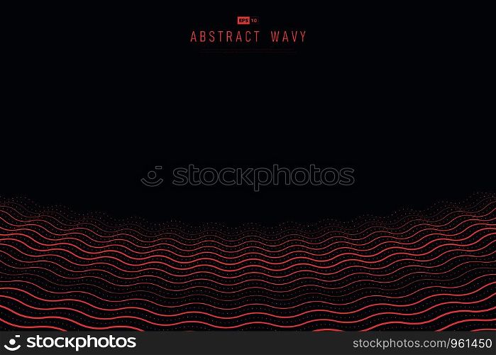 Abstract minimal living coral color wavy design on dark background. Use for poster, template design, ad, artwork, presentation. illustration vector eps10