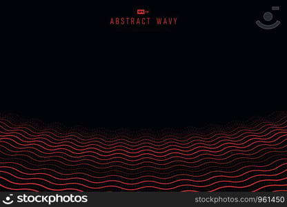 Abstract minimal living coral color wavy design on dark background. Use for poster, template design, ad, artwork, presentation. illustration vector eps10