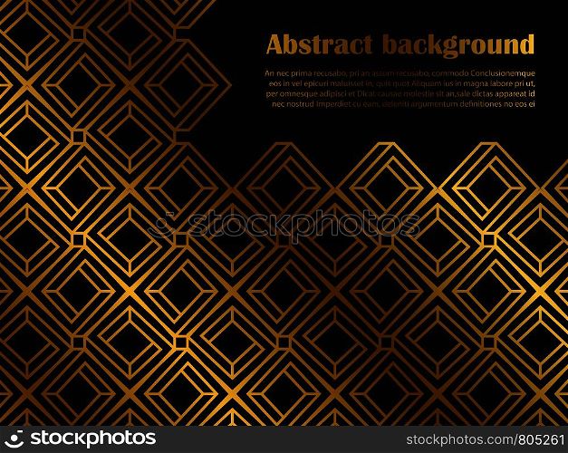 Abstract minimal style background pattern with golden geometric shapes. Vector illustration. Abstract minimal style background with golden geometric shapes