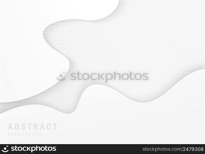 Abstract minimal style of gradient white papercut with halftone decorative. Overlapping with shadow background. Illustration vector