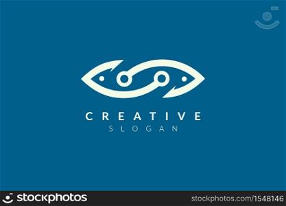 Abstract minimalist fish shape vector design. Simple fish design, flat logo style, modern icon and symbol