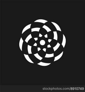 Abstract Minimalist Geometric Circle Illusion Logo Design. Isolated on Black Background.