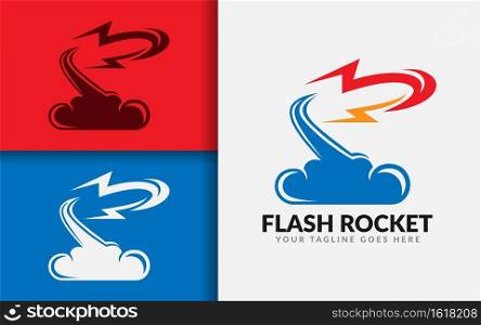 Abstract Minimalist Rocket and Flash Effect Logo Design.