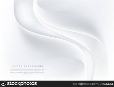 Abstract modern 3d dynamic wavy and curved white, grey on clean background. Luxury concept. Vector illustration