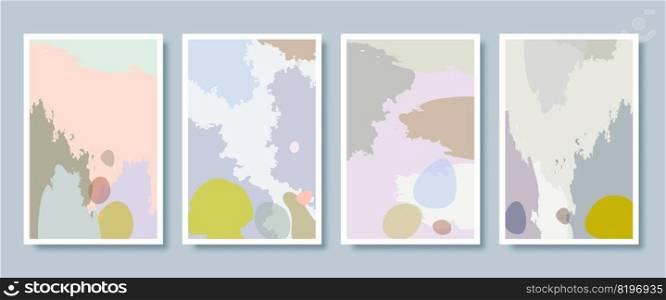 Abstract modern art background with luxury fashionable elements. Brush work frame color set of prints for decor. Premium vector template for wedding invite, makeup catalog, brochure template, flyer.