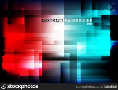 Abstract modern background geometric lights and glowing red and blue color. Technology style. Vector illustration