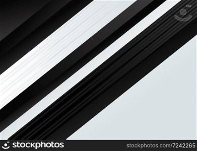 Abstract modern black and white texture gradient stripes diagonal background. Vector illustration