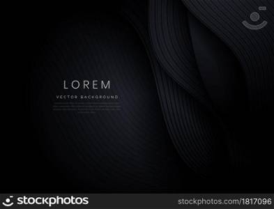 Abstract modern black background with stripe line curve layer design. Vector illustration
