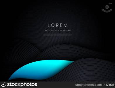 Abstract modern black background with stripe line curve layer design. Vector illustration
