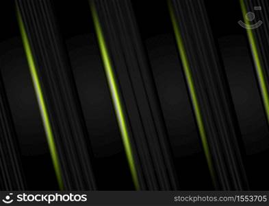 Abstract modern black texture gradient stripes diagonal background with green light effect. You can use for ad, poster, template, business presentation. Vector illustration