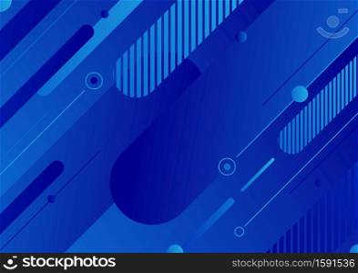 Abstract modern blue color diagonal geometric rounded lines shapes background. You can use for design template for cover brochures, flyers, banners web, headers, book, poster, etc. Vector illustration