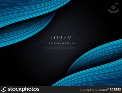 Abstract modern blue on black background with stripe line curve layer design. Vector illustration