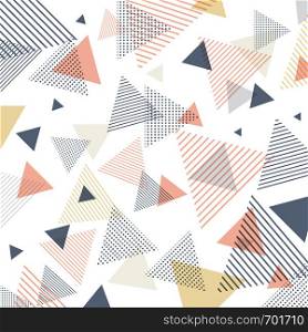 Abstract modern blue, orange, yellow triangles pattern with lines diagonally on white background. Vector illustration