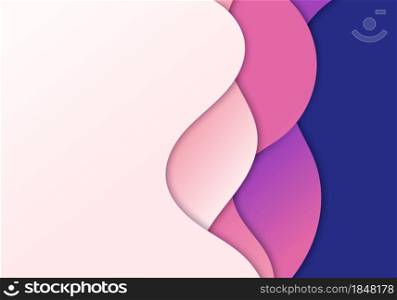Abstract modern bright color wave shape paper cut style background and texture. Vector illustration