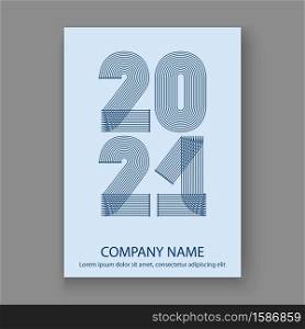 Abstract modern cover design colorful neon zigzag background with 2021 happy new year, 2021 numbers in thin lines striped style, vector illustration for Annual Report, banner, brochure, magazine, label, flyer, poster