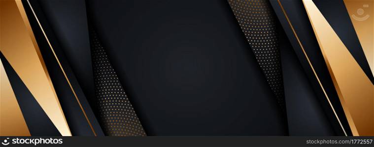 Abstract Modern Dark Background Combined with Golden Element and Overlap Textured Layer. Graphic Design Element.