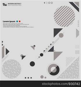 Abstract modern design gray color tone of geometric composition background. Pattern design of circle and triangles shape using for advertise work, cover, annual report and trendy magazine. vector eps10