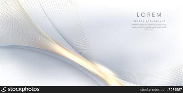 Abstract modern elegant gold line with lighting effect sparkle on grey background. Vector illustration