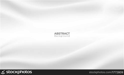 Abstract modern fabric background. White and grey wavy silk texture. vector art illustration