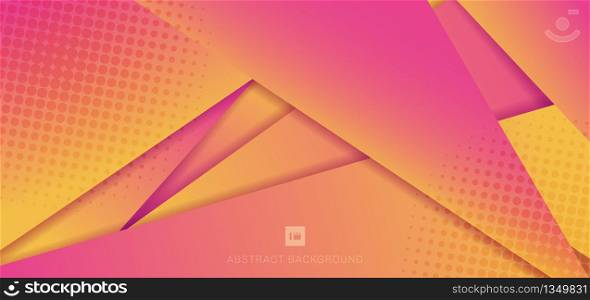 Abstract modern fururistic pink and yellow gradient color geometric background with halftone. You can use for banner web, header, business card. etc. Vector illustration