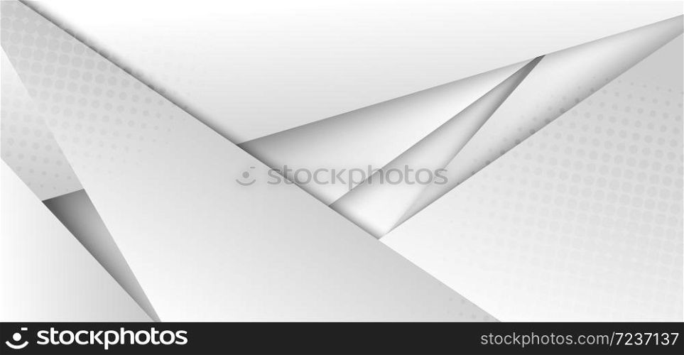 Abstract modern futuristic white and gray gradient color geometric background with halftone. You can use for banner web, header, business card. etc. Vector illustration