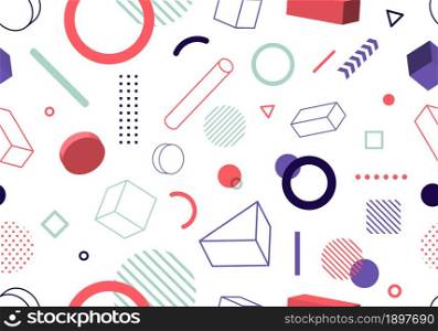 Abstract modern geometric seamless pattern 3D elements minimal covers design on white background. Vector illustration